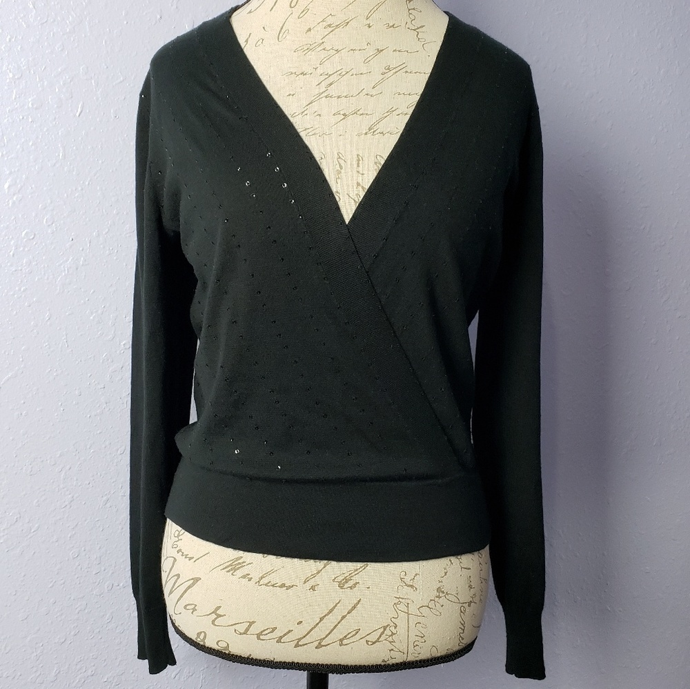 The Limited Deep V Light Weight Sweater Sequin